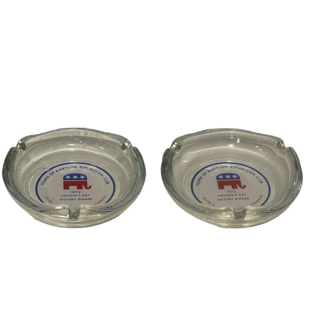 Town of Babylon Republican Club 1973 Lincoln's Day Victory Dinner Ashtray Glass